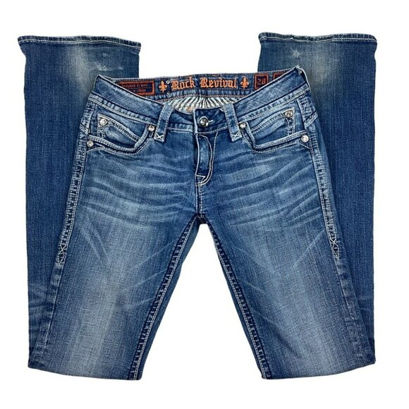 Rock Revival Jasmine Boot Cut Denim Jeans With Bling Pocket Embellishments - Picture 3 of 13